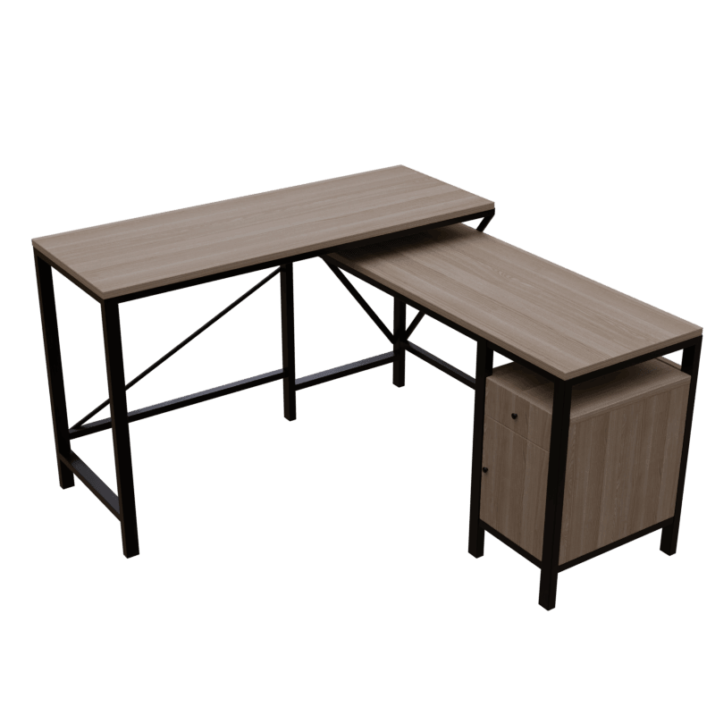 Maru l shaped Executive Desk with storage Design in wenge finish - Ouch Cart 