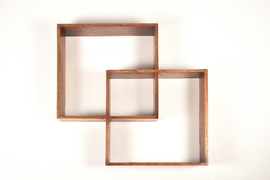 Sheesham Wood Miraya Squared Wall Shelf - Ouch Cart 