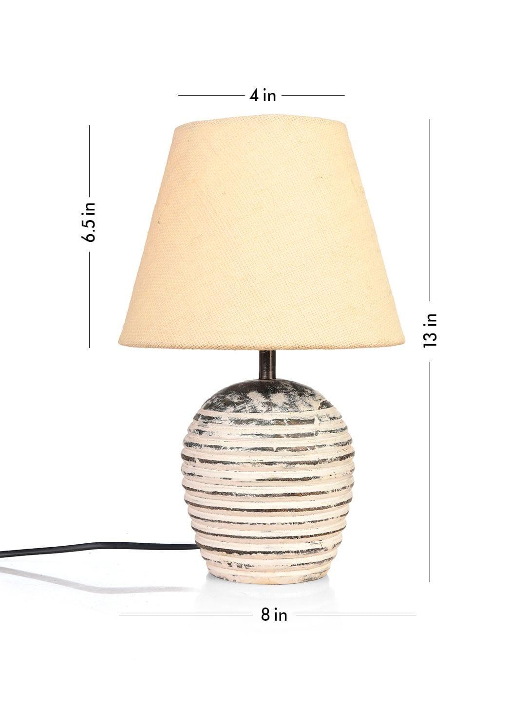 Striped Wooden White Lamp with White Jute Shade - Ouch Cart 