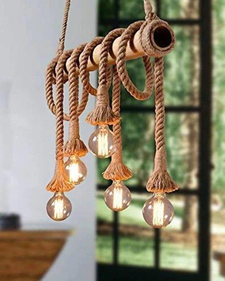 Pendant Hanging Lamps Bamboo Lighting (6-Light) - Ouch Cart 