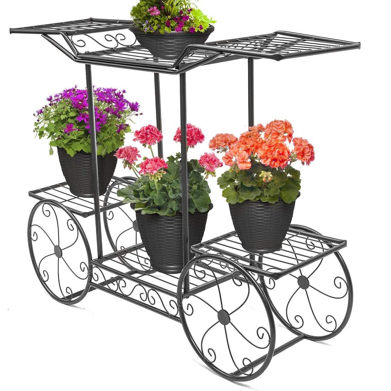 6-Tier Cart Planter Stand, Outdoor Flower Rack