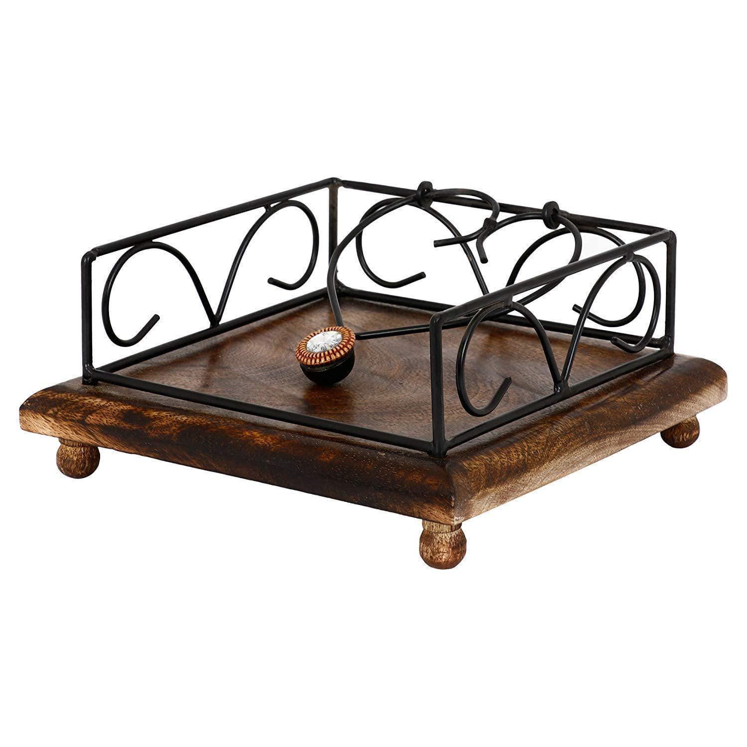 Metal and Wood Paper Napkin Holder - Ouch Cart 