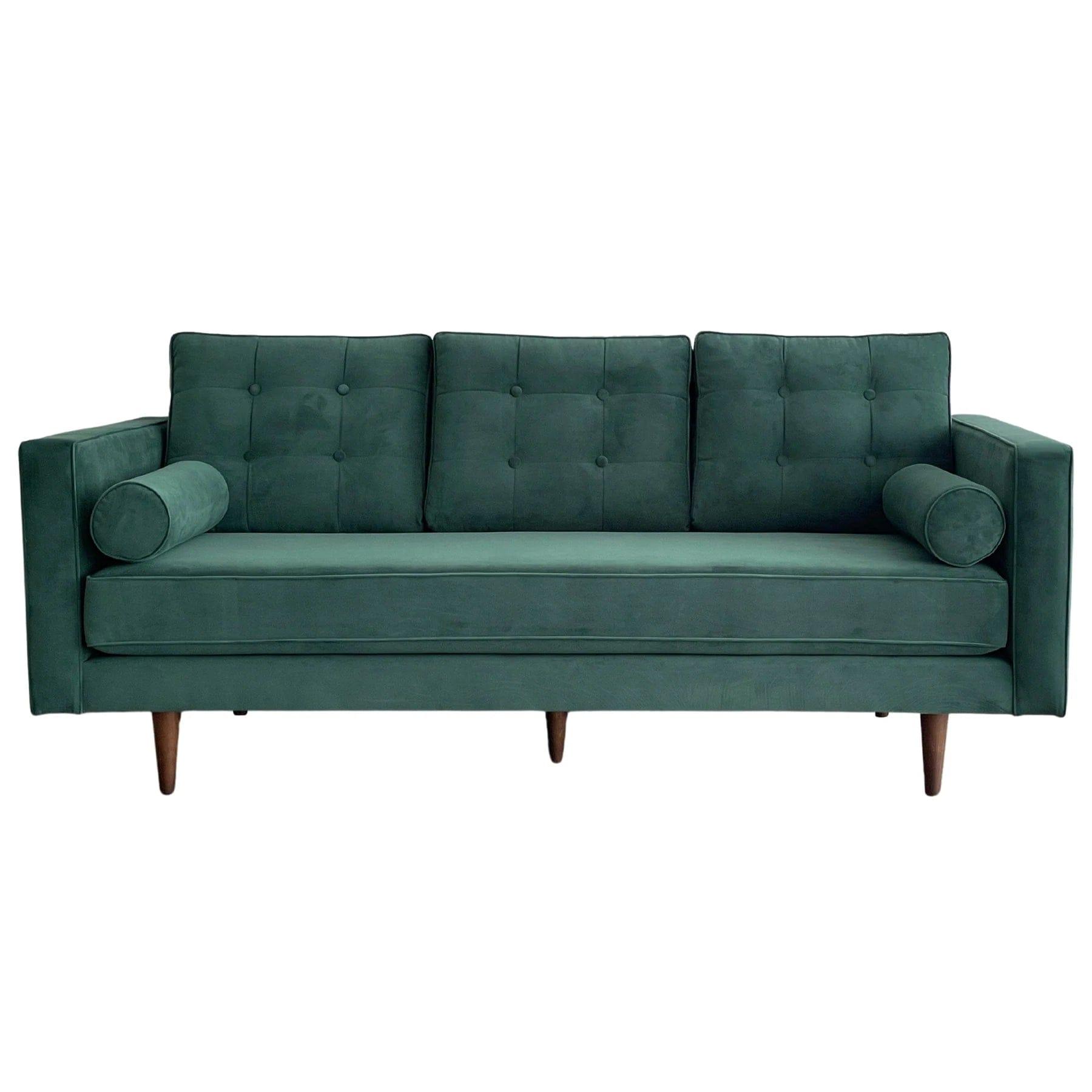 VELVET 3 SEATER FABRIC SOFA FOREST GREEN COLOUR - Ouch Cart 