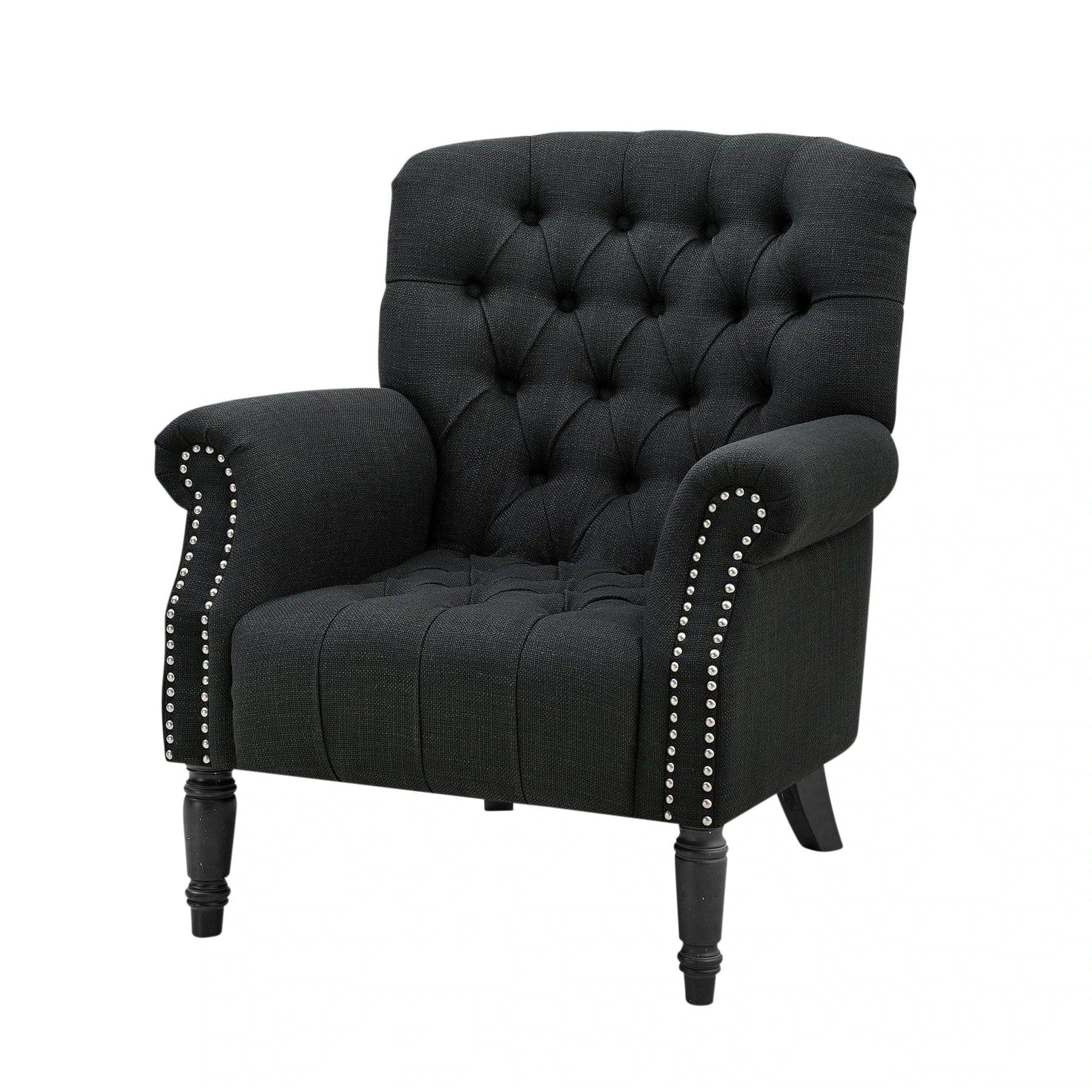MAURICE BUTTONED ARMCHAIR BLACK - Ouch Cart 