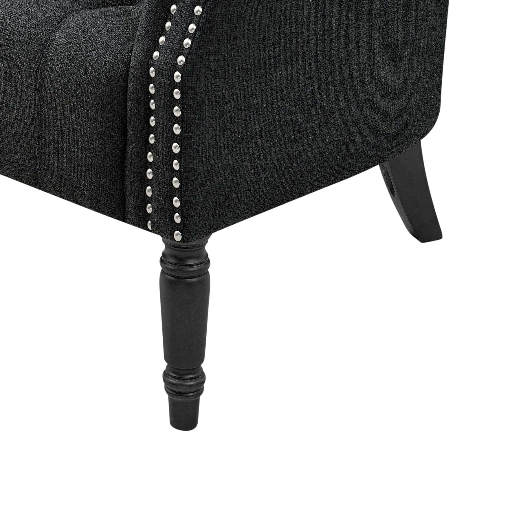 MAURICE BUTTONED ARMCHAIR BLACK - Ouch Cart 