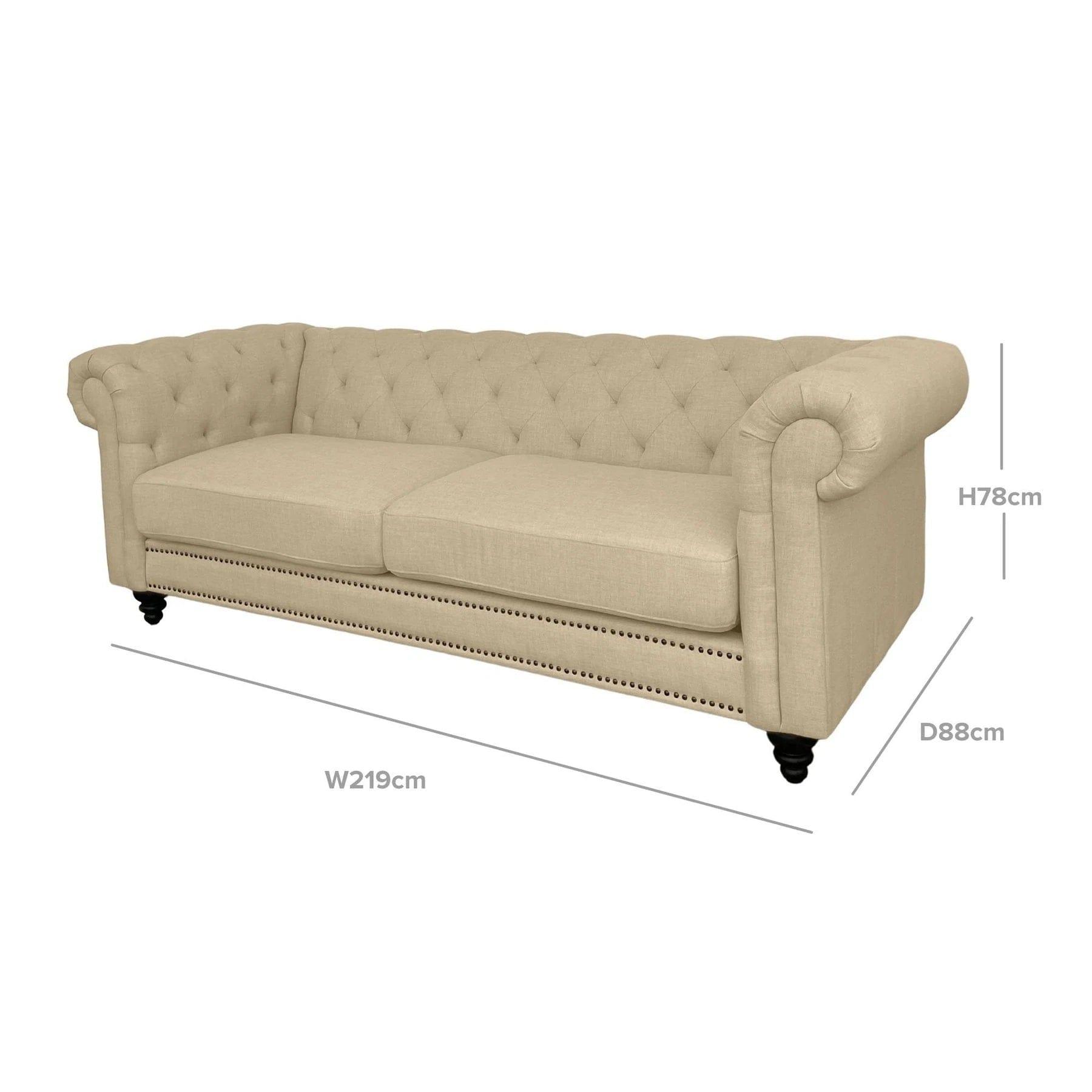 FABRIC 3 SEATER FABRIC SOFA CREAM COLOUR