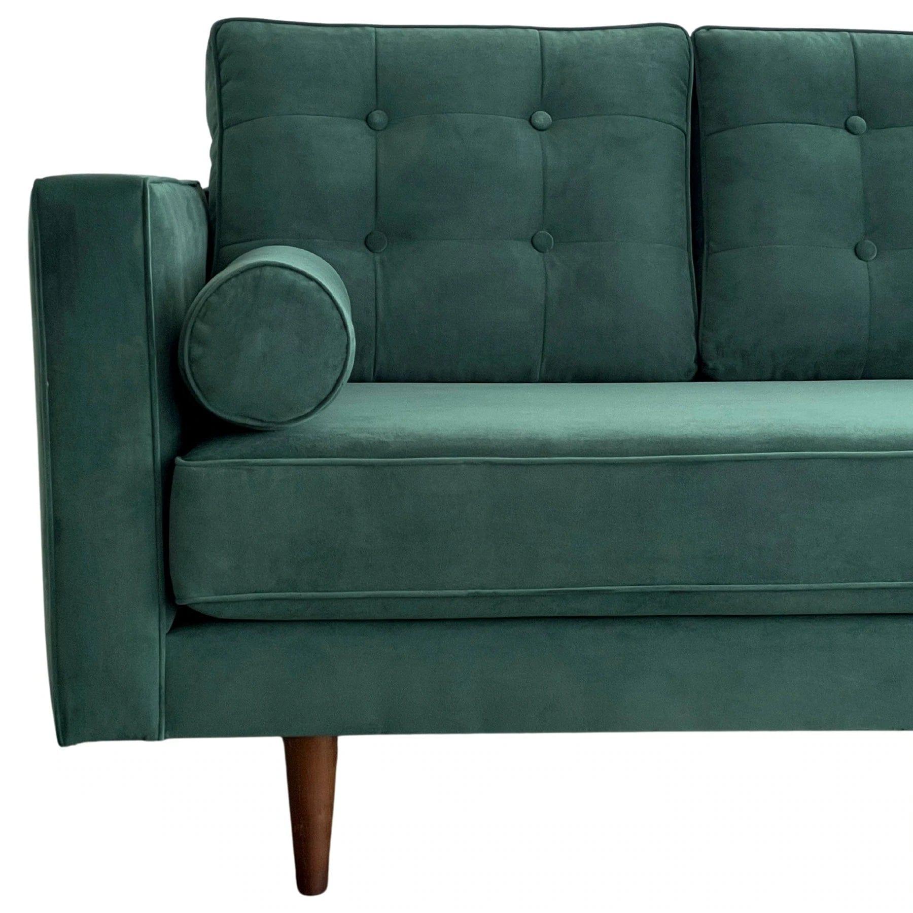 VELVET 3 SEATER FABRIC SOFA FOREST GREEN COLOUR - Ouch Cart 