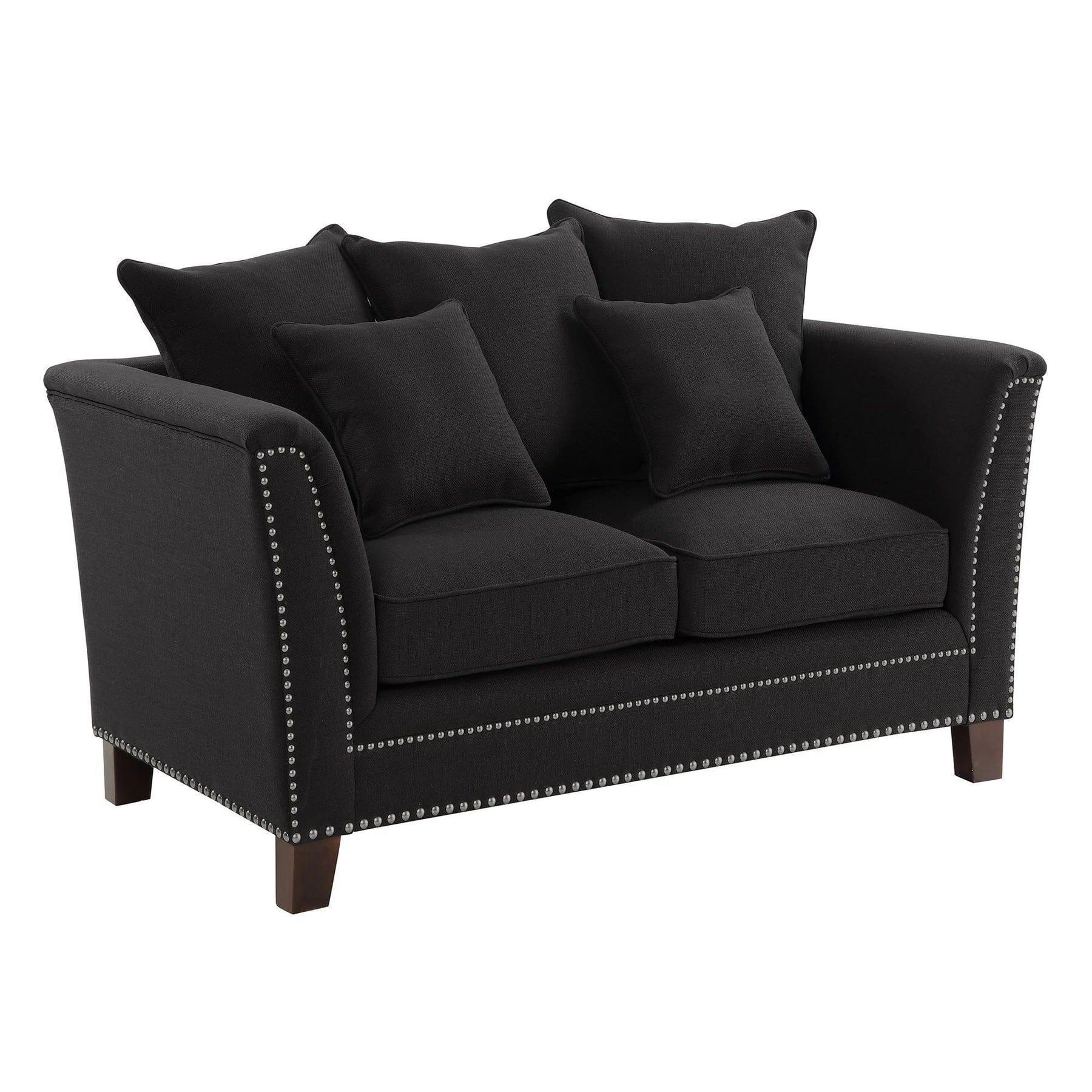 MANHATTAN 2 SEATER FABRIC SOFA BLACK COLOUR - Ouch Cart 