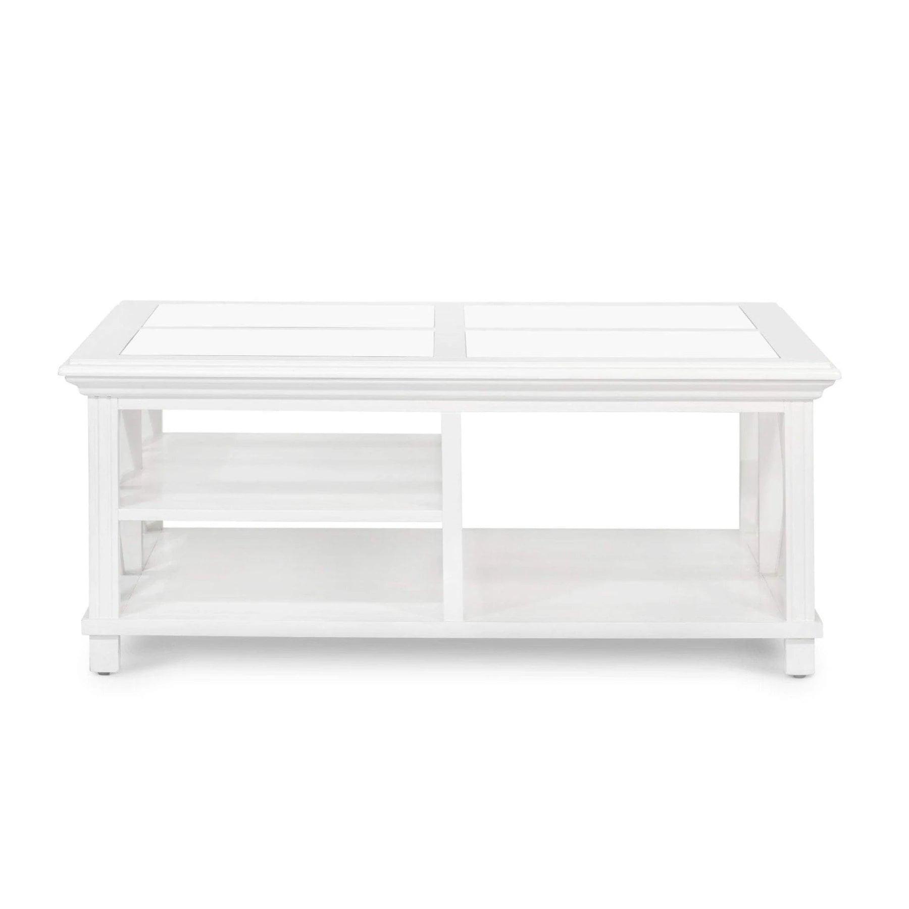 SORRENTO LARGE GLASS COFFEE TABLE WHITE - Ouch Cart 