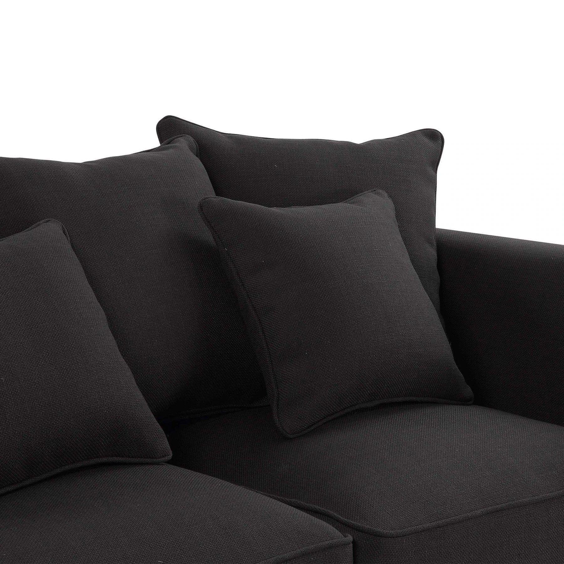 MANHATTAN 2 SEATER FABRIC SOFA BLACK COLOUR - Ouch Cart 