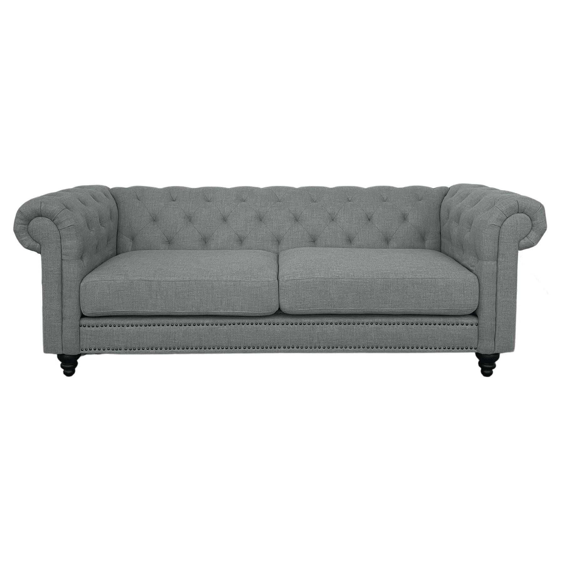 FABRIC 3 SEATER FABRIC SOFA SILVER GREY COLOUR - Ouch Cart 