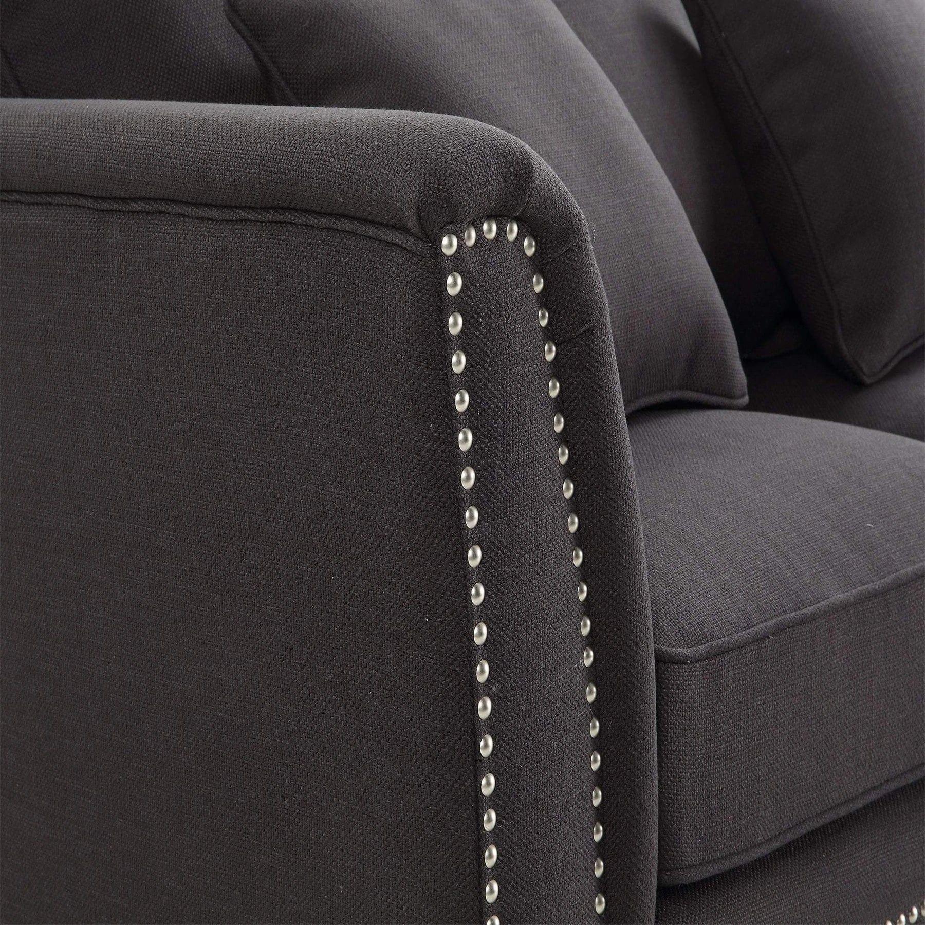 MANHATTAN 2 SEATER FABRIC SOFA BLACK COLOUR - Ouch Cart 