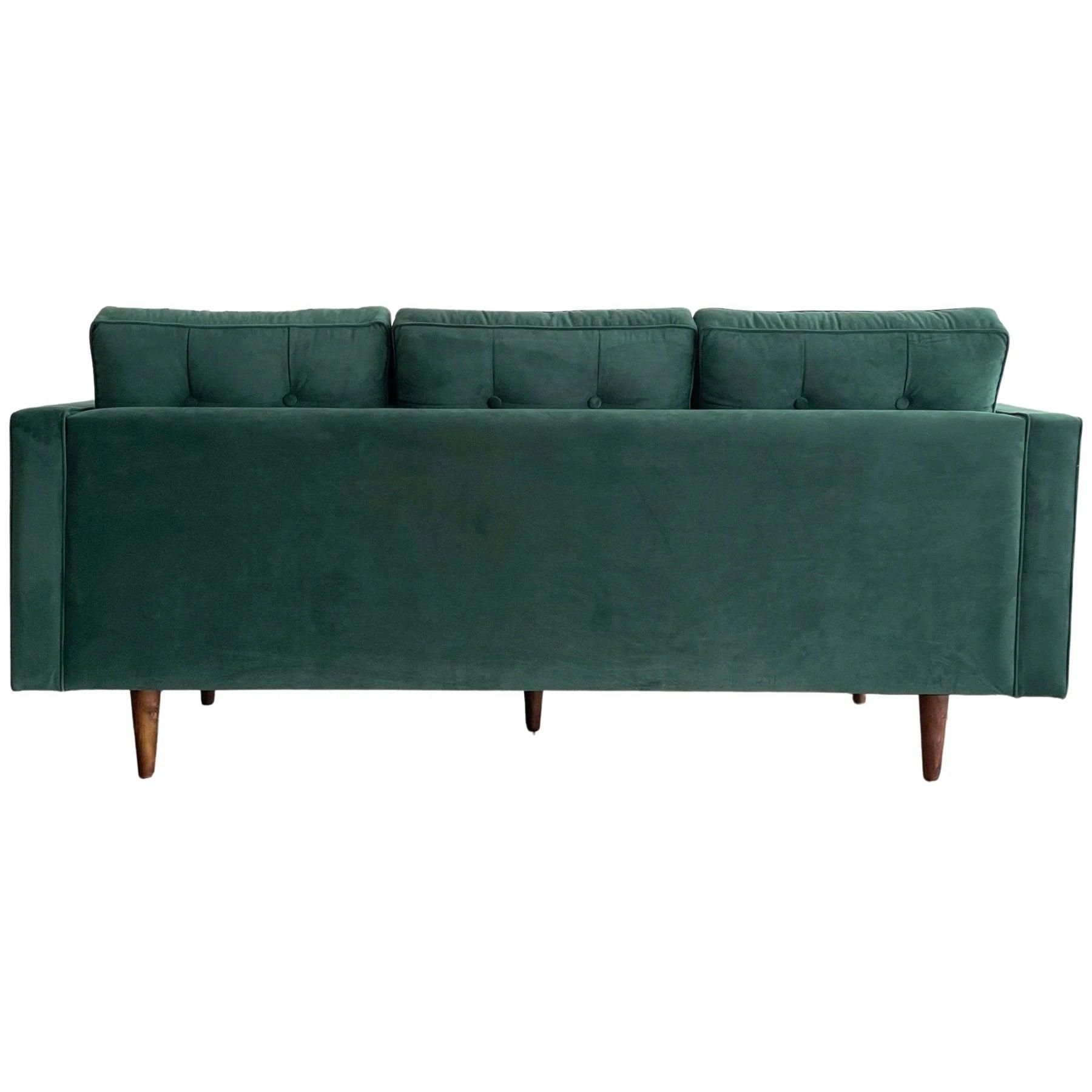 VELVET 3 SEATER FABRIC SOFA FOREST GREEN COLOUR - Ouch Cart 