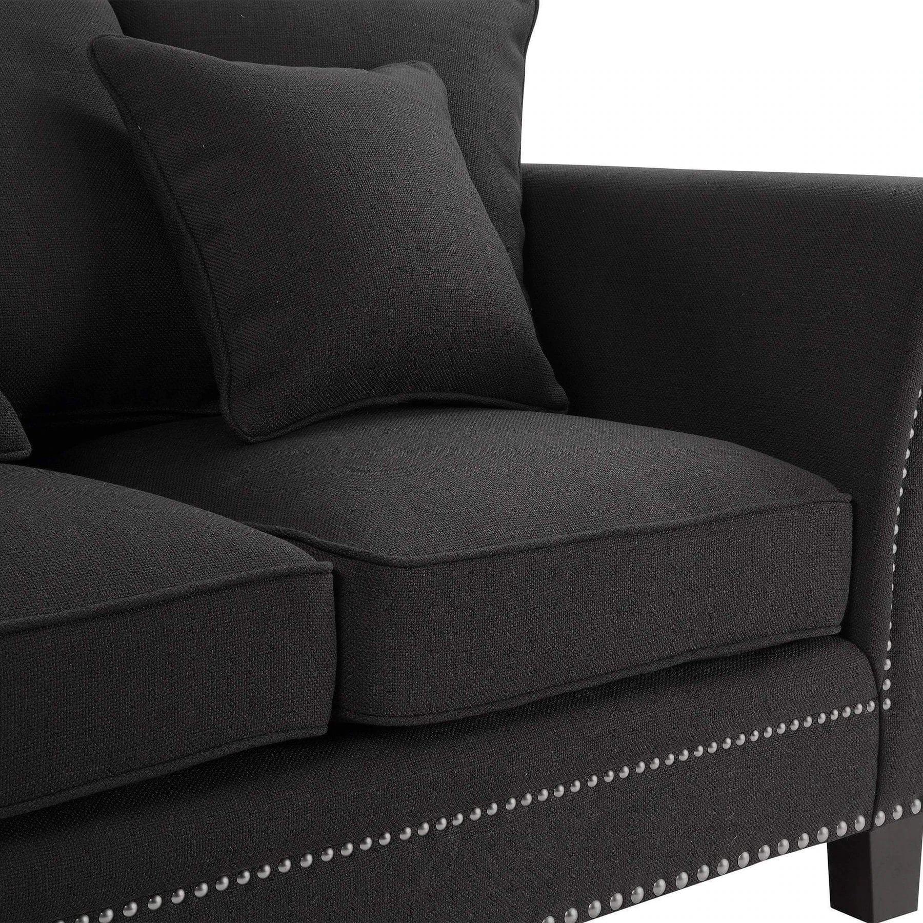 MANHATTAN 2 SEATER FABRIC SOFA BLACK COLOUR - Ouch Cart 