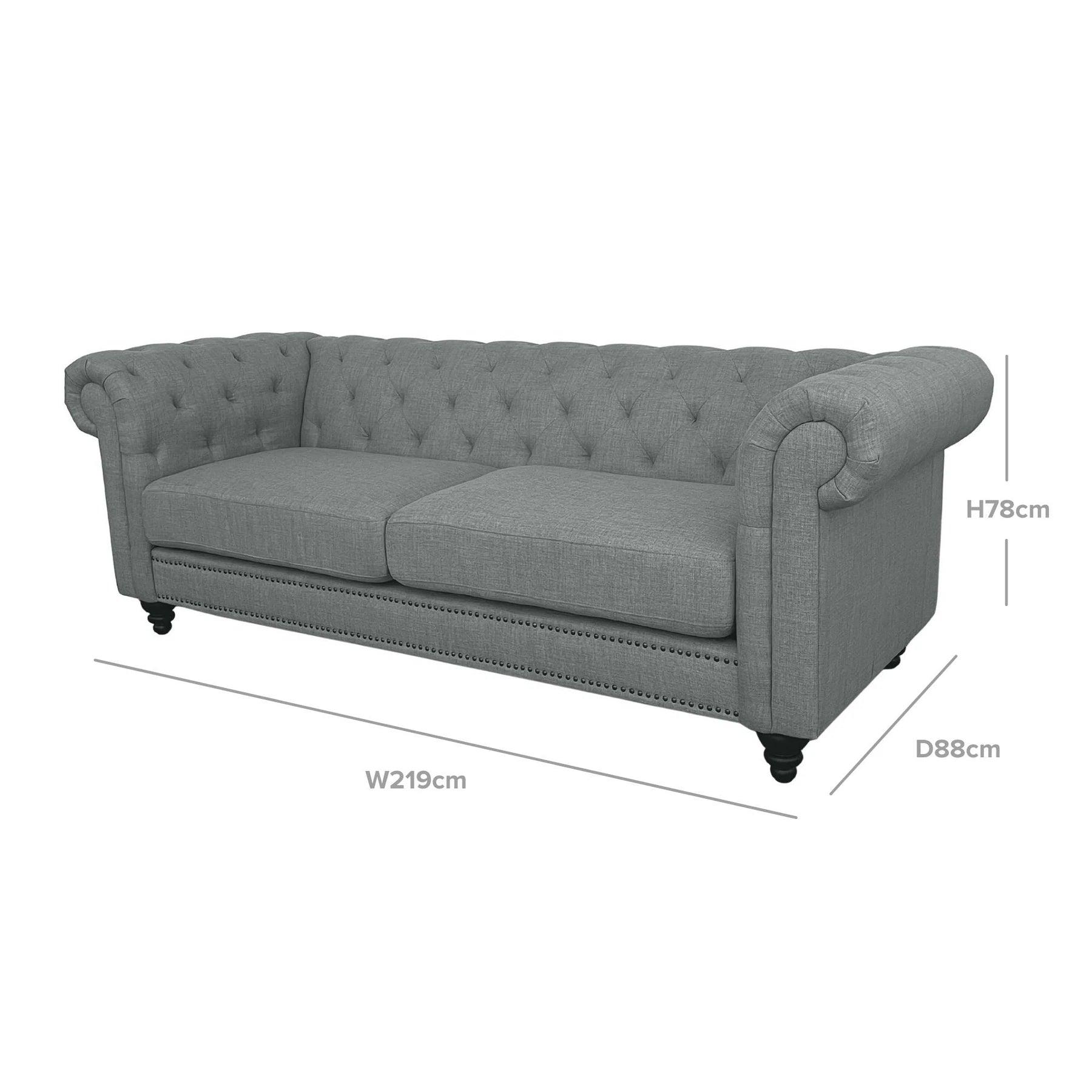 FABRIC 3 SEATER FABRIC SOFA SILVER GREY COLOUR - Ouch Cart 