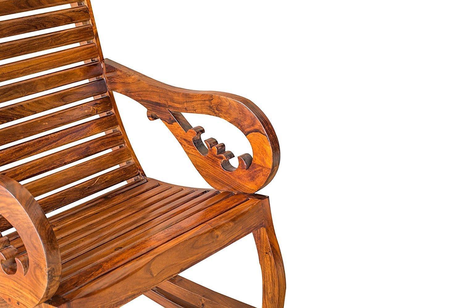 Wooden Royal Rocking Chair Wood Rocking Chair in Mahogany SPL Finish for Living Room Lounge Garden - Ouch Cart 