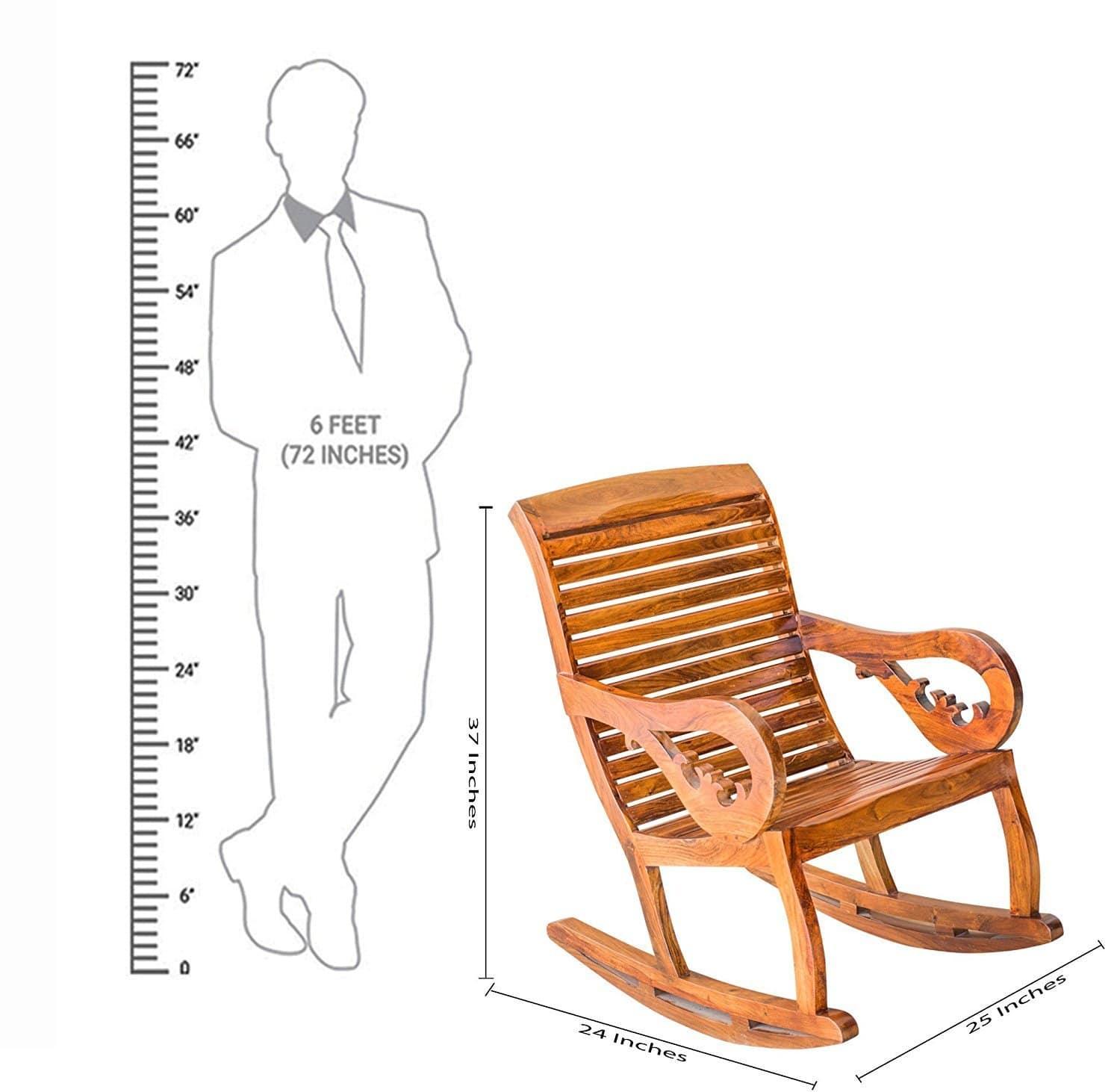 Wooden Royal Rocking Chair Wood Rocking Chair in Mahogany SPL Finish for Living Room Lounge Garden - Ouch Cart 