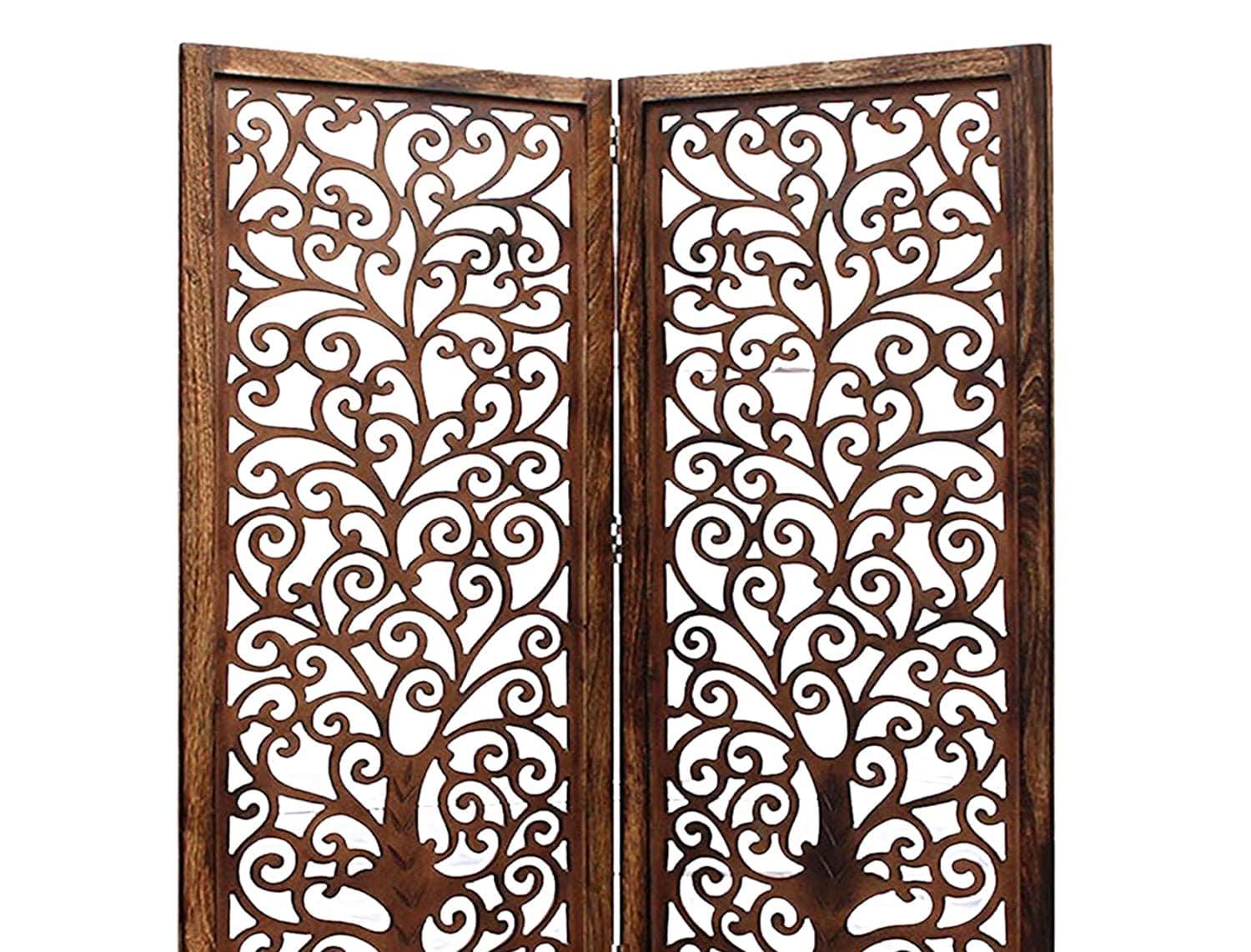 wooden Handcrafted 2 Panel Brown Wooden Room Partition/Divider - Ouch Cart 