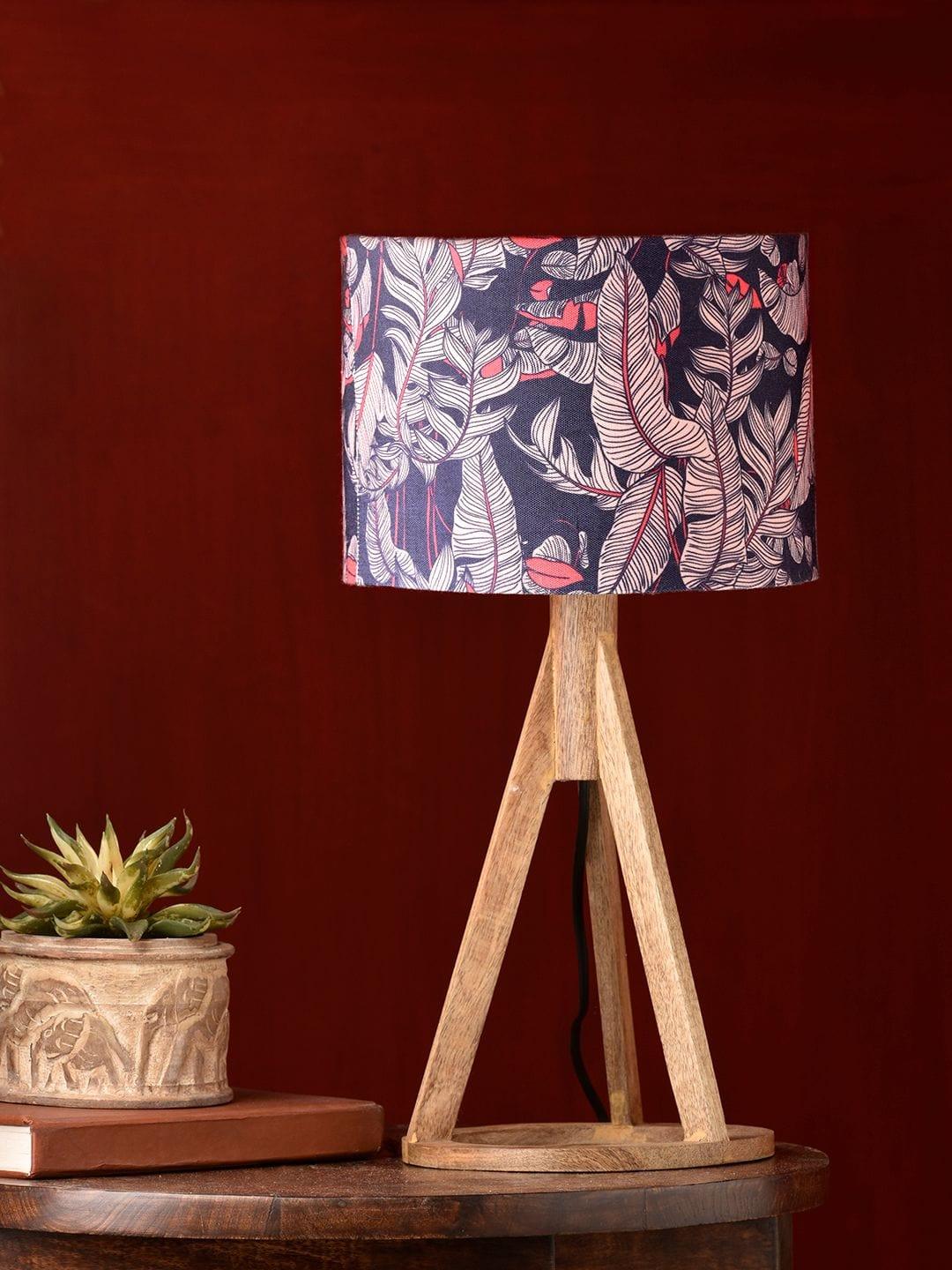 Blue Leaves Trio Wooden Lamp - Ouch Cart 