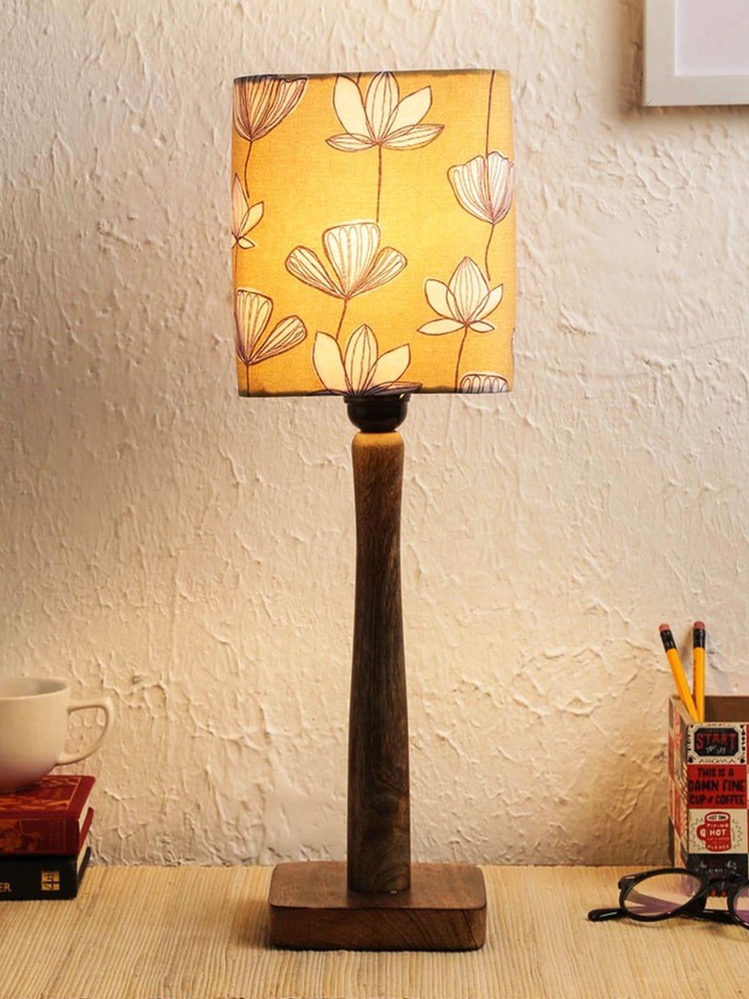 Mustard Flora Wooden Lamp - Ouch Cart 