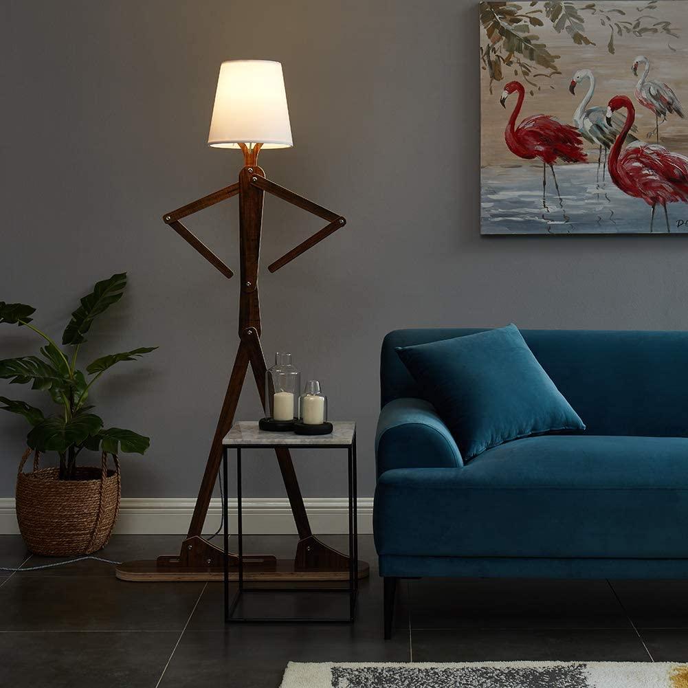 Decorative Floor and Swing Arm Floor Lamp, Wooden Reading Lights for Kids, Bedroom, Living Room, Home, Office, Farmhouse, LED Bulb Included - Ouch Cart 
