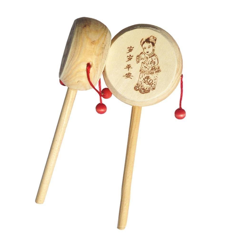 Wooden Rattle Drum Instrument Child Musical Toy - Ouch Cart 