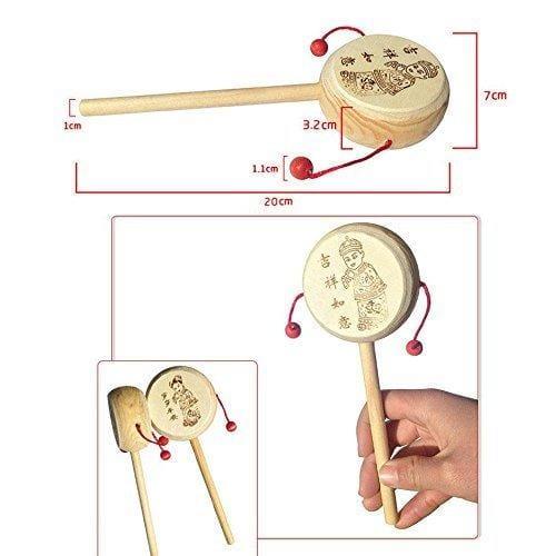 Wooden Rattle Drum Instrument Child Musical Toy - Ouch Cart 