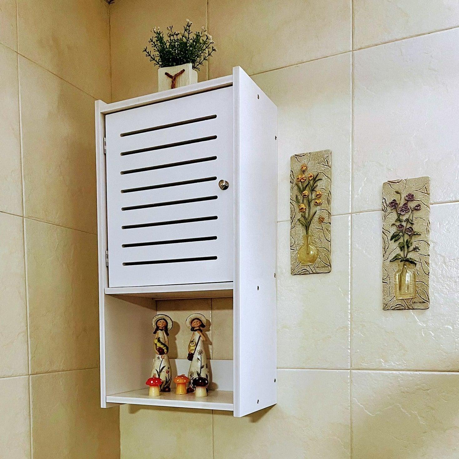 Small & Classy Modern White PVC Wall Mounted Cabinet For Bathroom Essentials With Free Soap Dish By Miza - Ouch Cart 