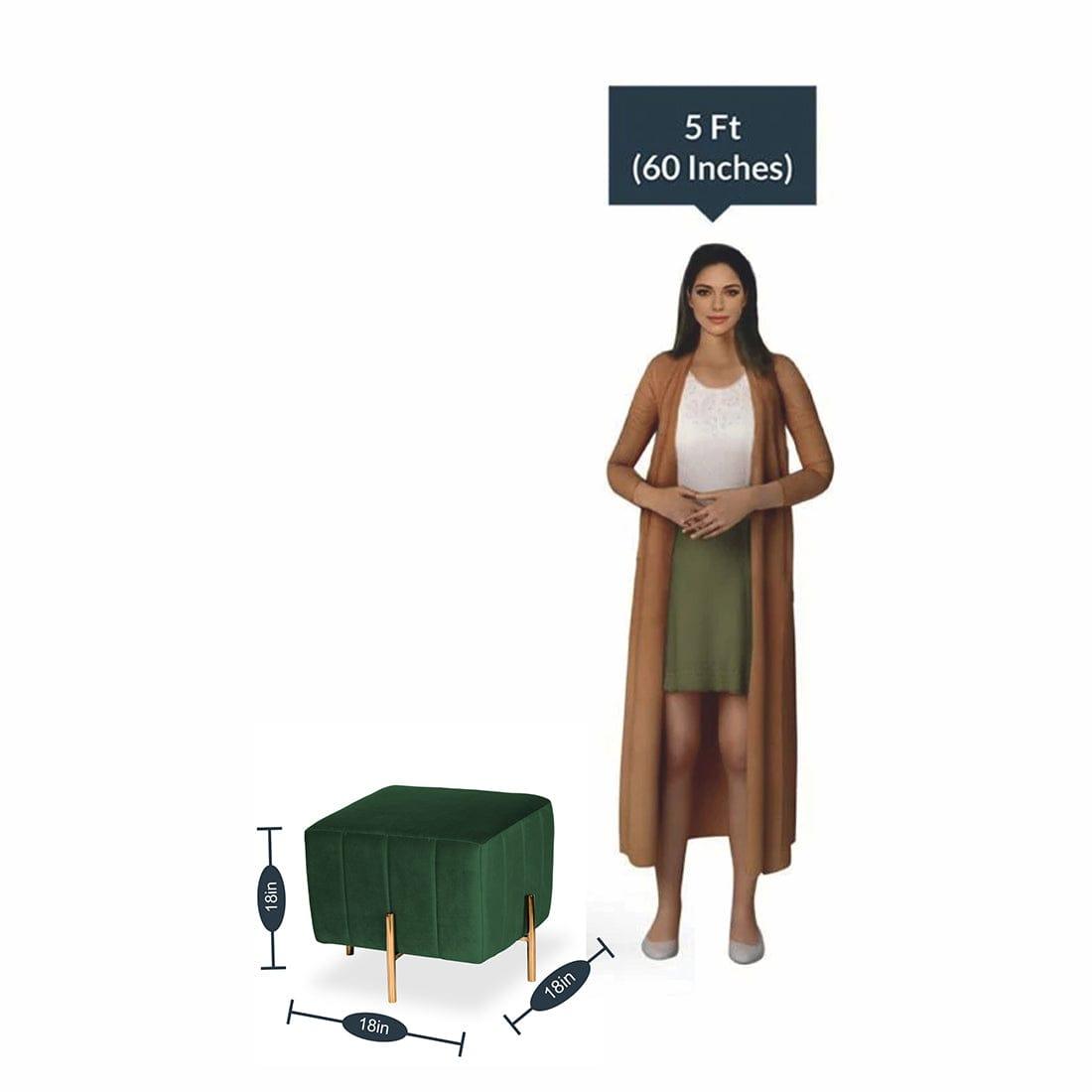 DOE BUCK SQUARE GOLD OTTOMAN STAINLESS STEEL IN GREEN - Ouch Cart 