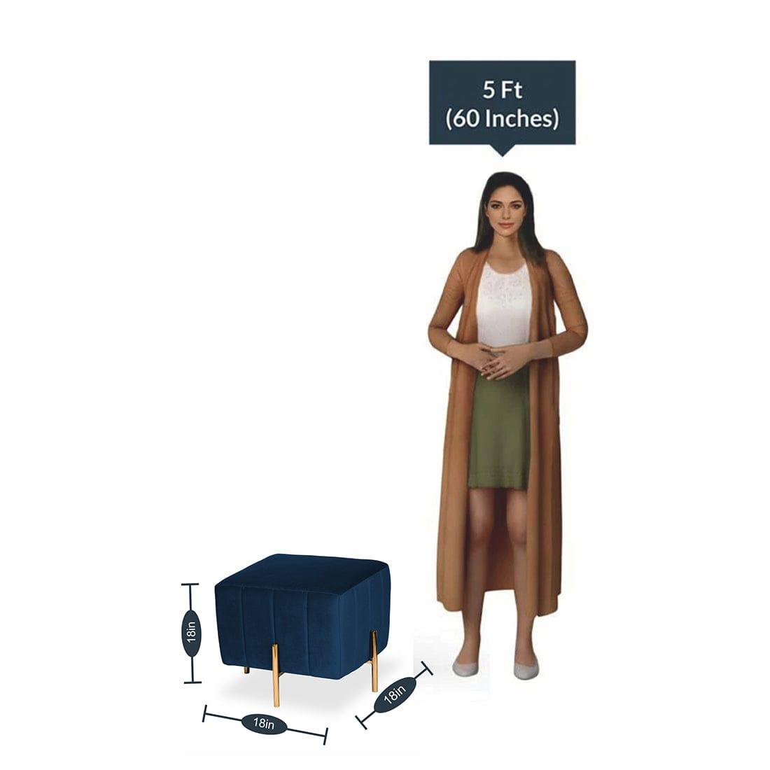 DOE BUCK SQUARE GOLD OTTOMAN STAINLESS STEEL IN BLUE - Ouch Cart 