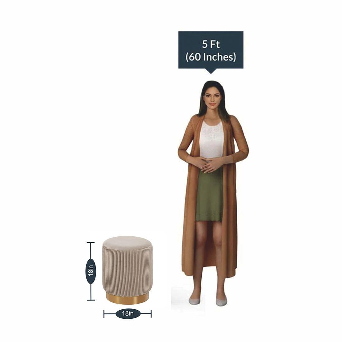 DOE BUCK ROUND VELVET GOLD OTTAMAN/POUFEE IN CREAM - Ouch Cart 