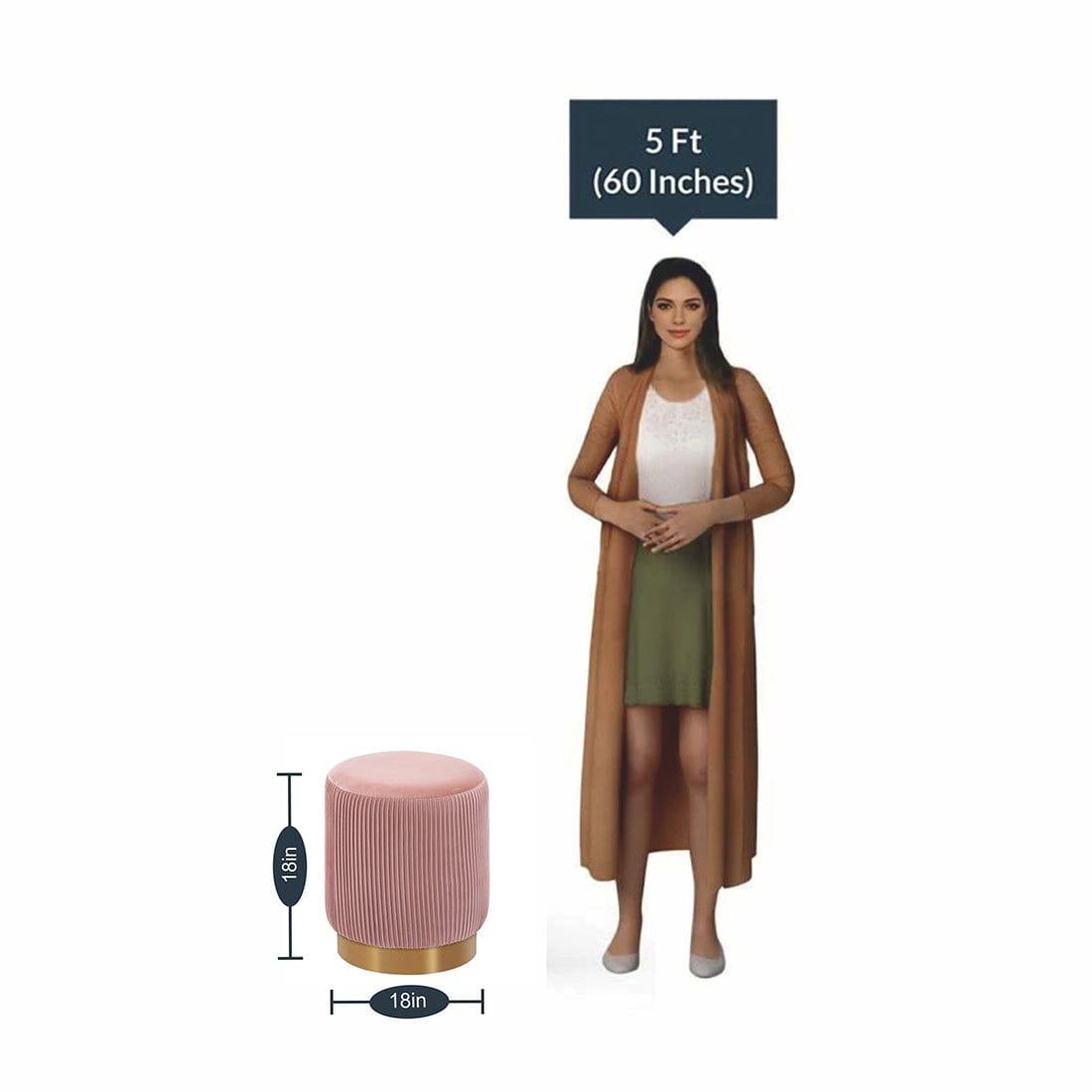 DOE BUCK ROUND VELVET GOLD OTTAMAN/POUFEE IN LIGHT PINK - Ouch Cart 