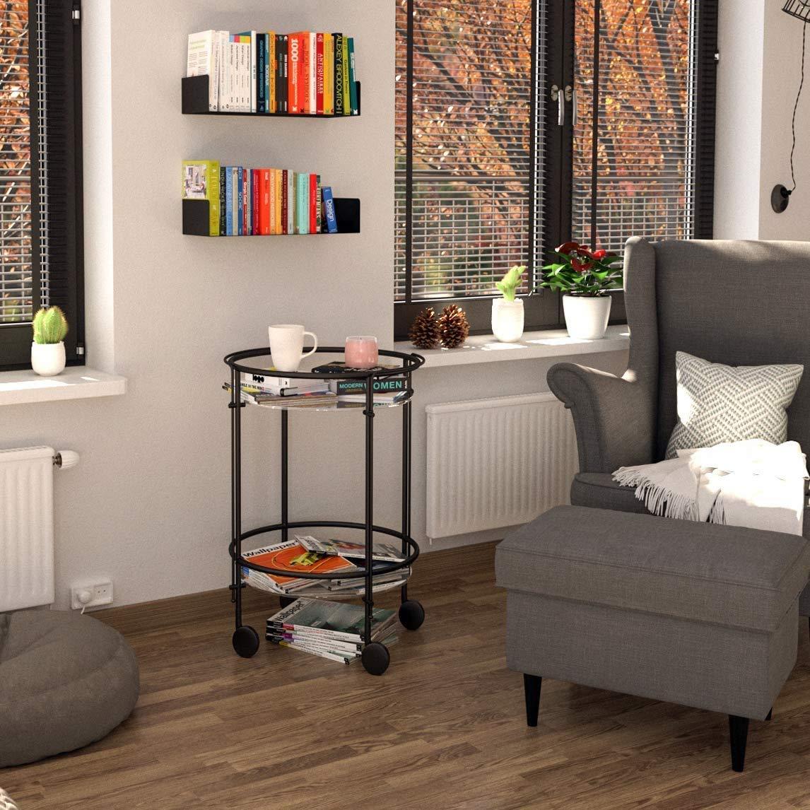 Floating Wall Mount Metal U Shape Shelf Bookcase Black Set of 2 - Ouch Cart 