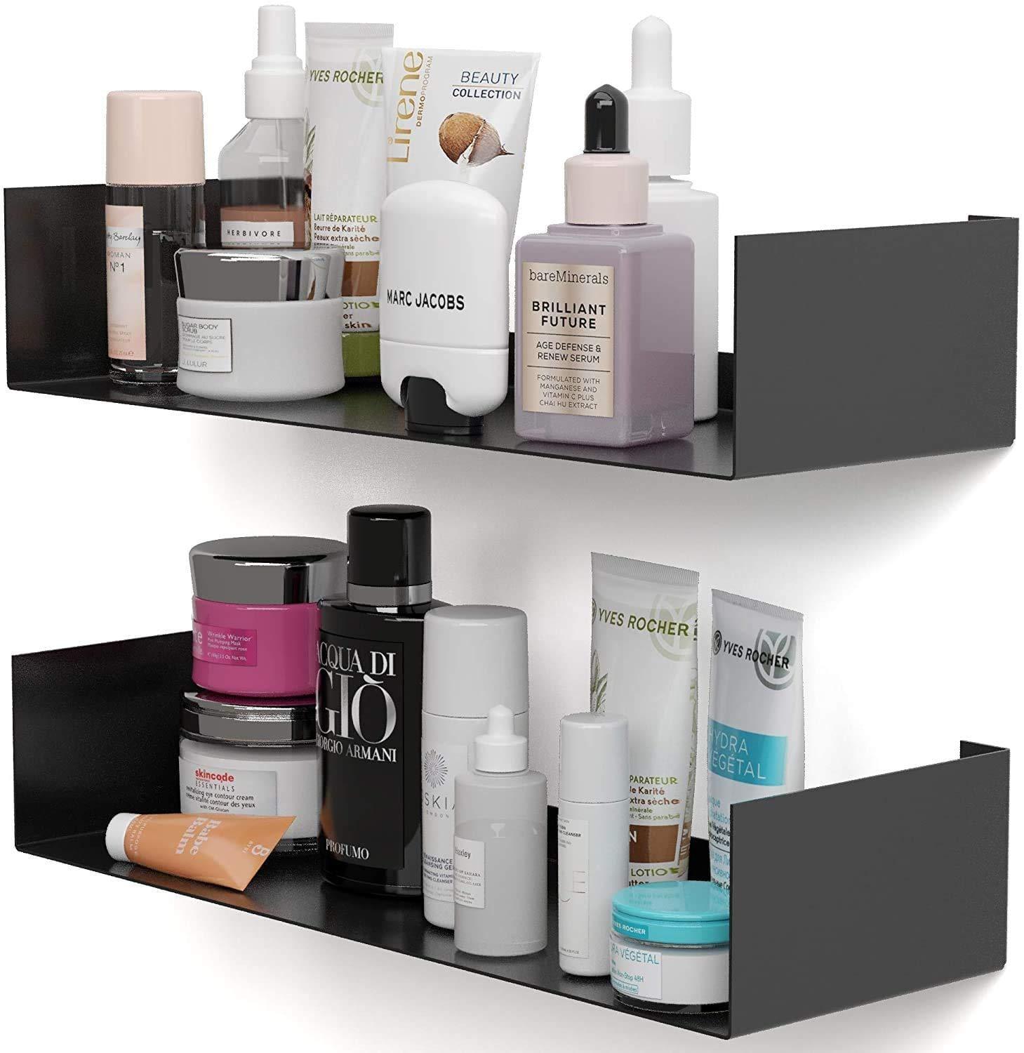 Floating Wall Mount Metal U Shape Shelf Bookcase Black Set of 2 - Ouch Cart 