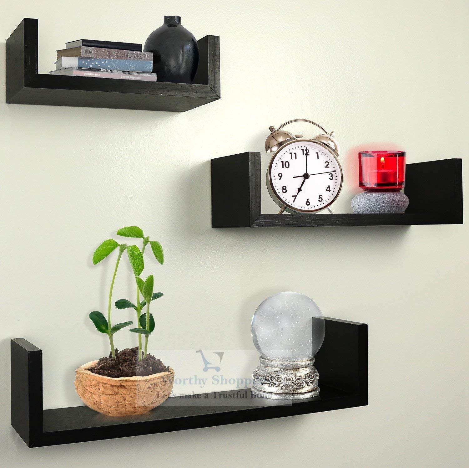 Wall Decor Set of 3 Floating U Shelves U Rack - Ouch Cart 