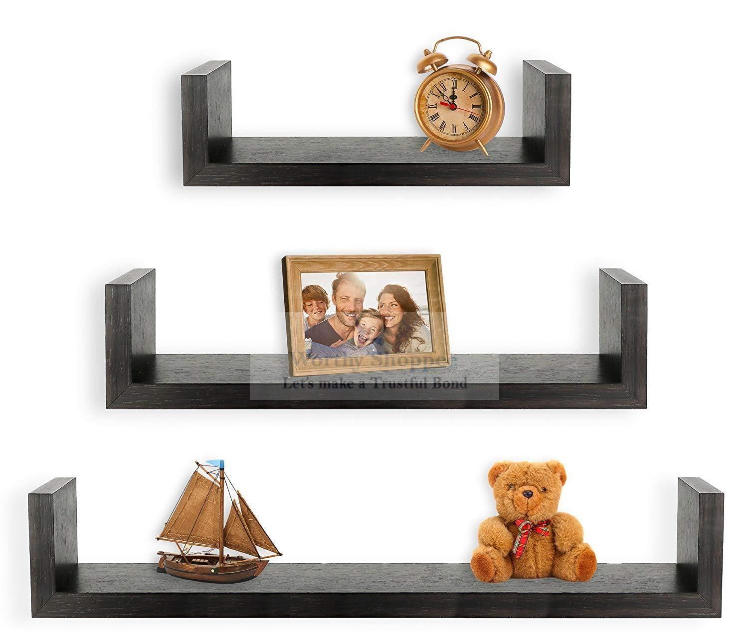 Wall Decor Set of 3 Floating U Shelves U Rack - Ouch Cart 