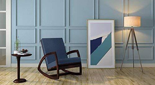 Sheesham Wood Rocking Chair for Adults | Wooden Rocking Chair | Blue Cushion | Walnut Finish - Ouch Cart 