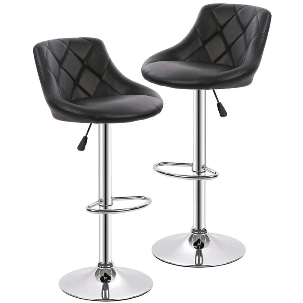 Easy Back Rest Coral Black Comfy Leatherette Bar Stool / Long Chair Set of 2 - Ouch Cart 