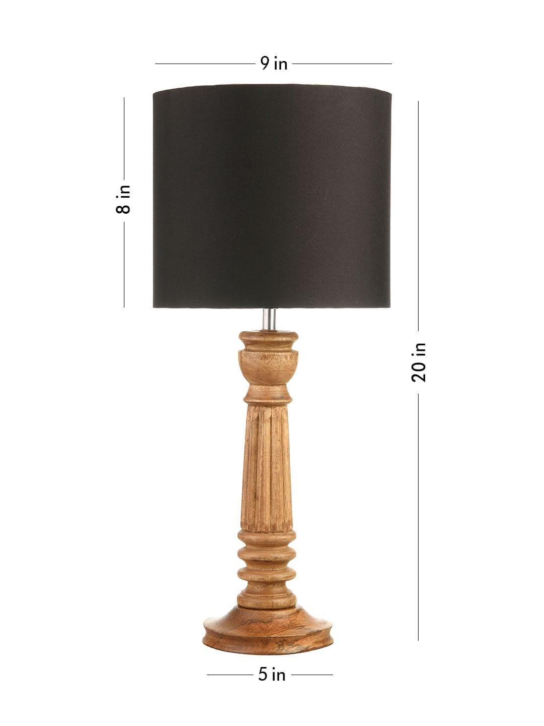 Pillar Brown Lamp with Black Cotton Shade - Ouch Cart 