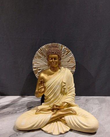 Polyresin Cream Buddha With Gold & Black Big Stand (Combo) - Ouch Cart 
