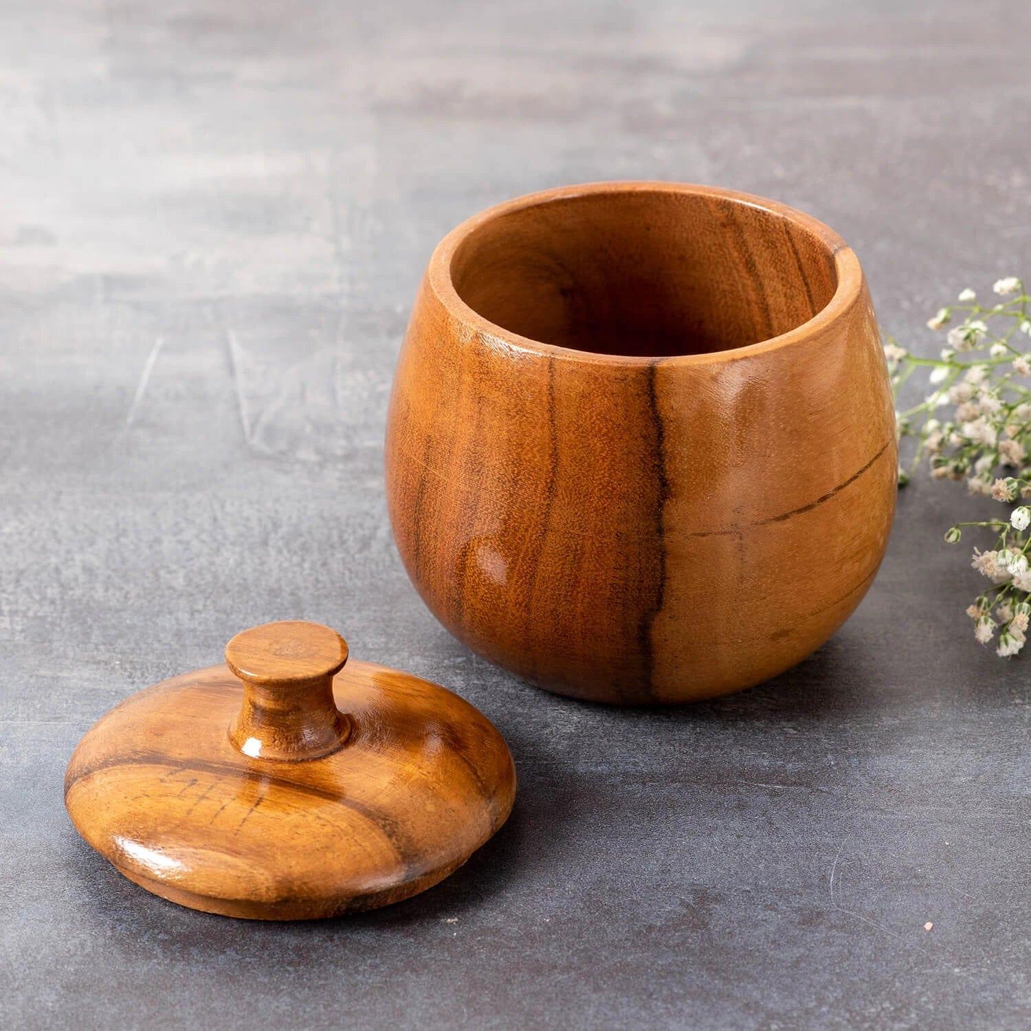 WOODEN SMALL CONTAINER FOR SAUCE || SPICE|| PICKLE || FOOD SAFE ( SET OF 2 ) - Ouch Cart 