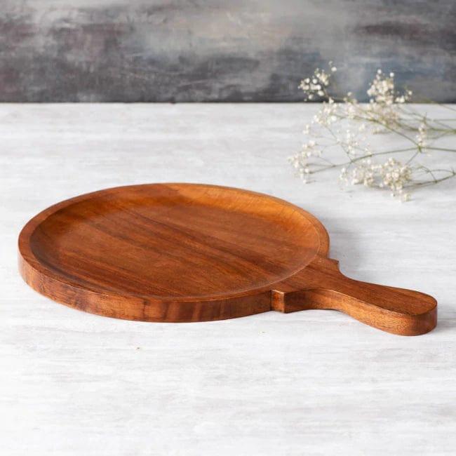 WOODEN PIZZA SERVING PLATTER CUM CHOPPING BOARD II FOOD GRADE - Ouch Cart 