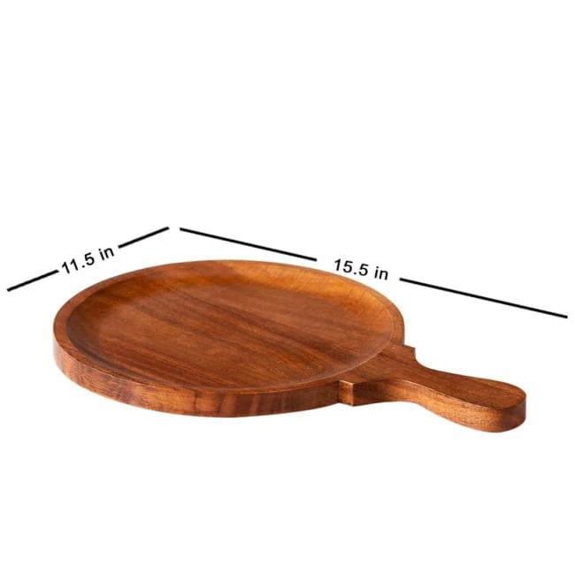 WOODEN PIZZA SERVING PLATTER CUM CHOPPING BOARD II FOOD GRADE - Ouch Cart 