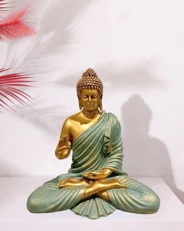 Green & Gold Polyresin Buddha Sculpture For Home Decoration - Ouch Cart 