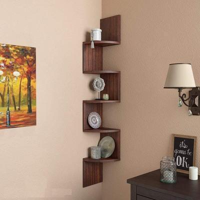 Wooden Wall Shelves | Corner Hanging Shelf for Living Room Stylish | Zig Zag Home Decor - Ouch Cart 