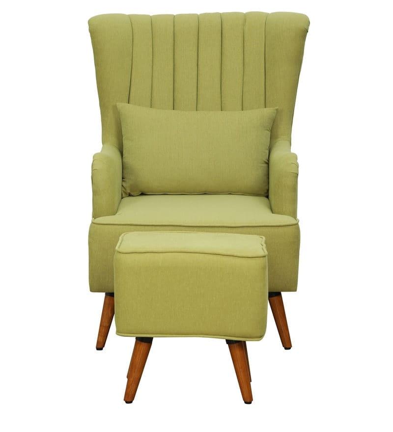 Zoey Wing Chair in Olive with Footrest - Ouch Cart 