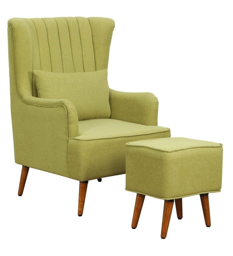 Zoey Wing Chair in Olive with Footrest