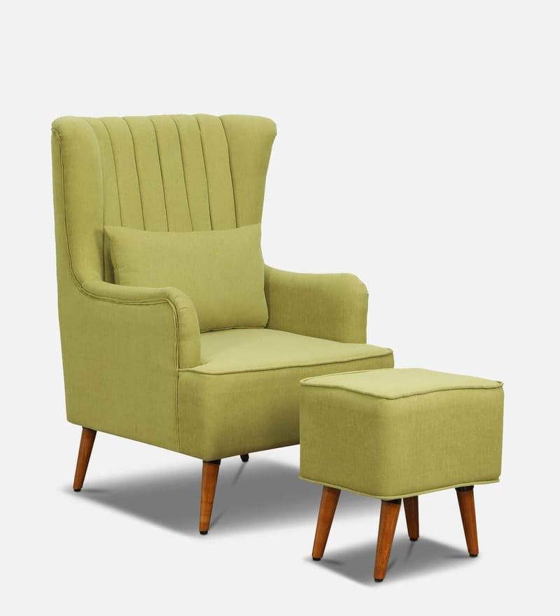 Zoey Wing Chair in Olive with Footrest - Ouch Cart 