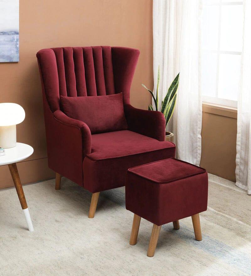 Zoey Wing Chair in Olive with Footrest - Ouch Cart 