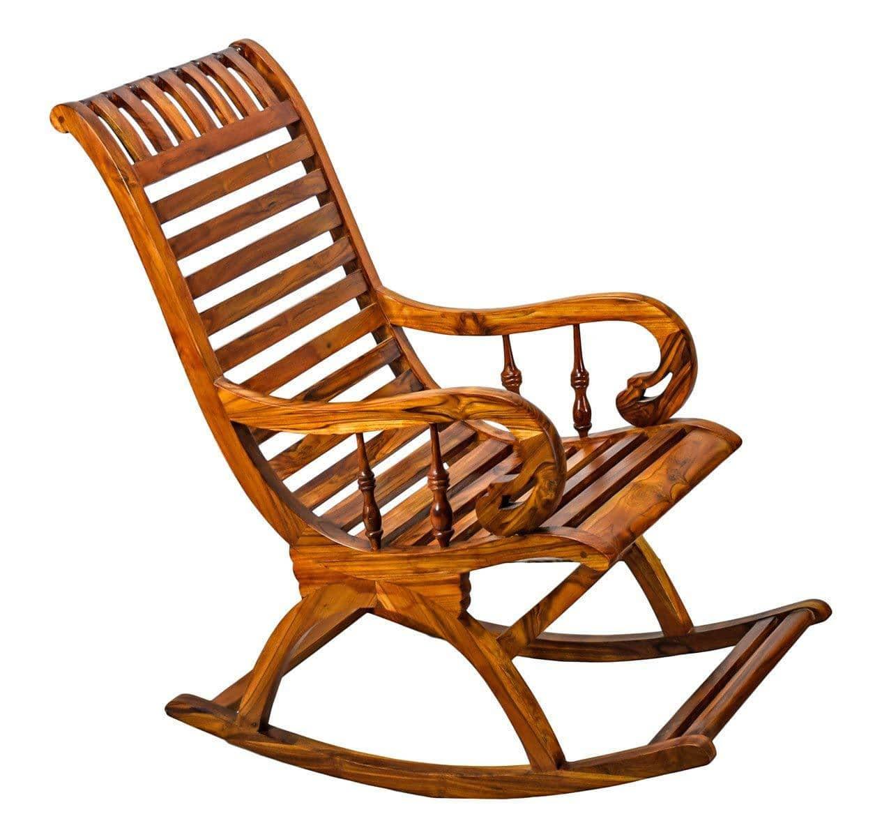 Teak Wood Smart Rocking Chair Natural Teak Finish - Ouch Cart 